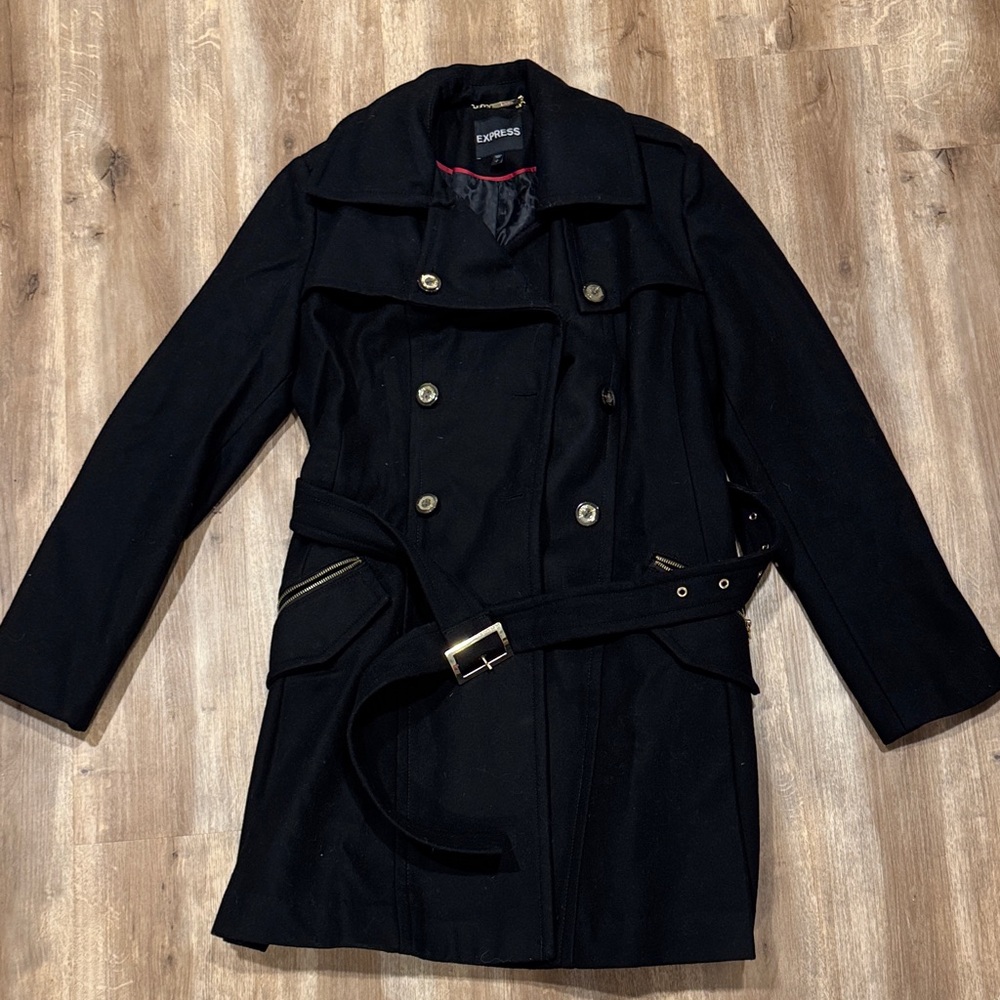Express Double-Breasted Black Coat